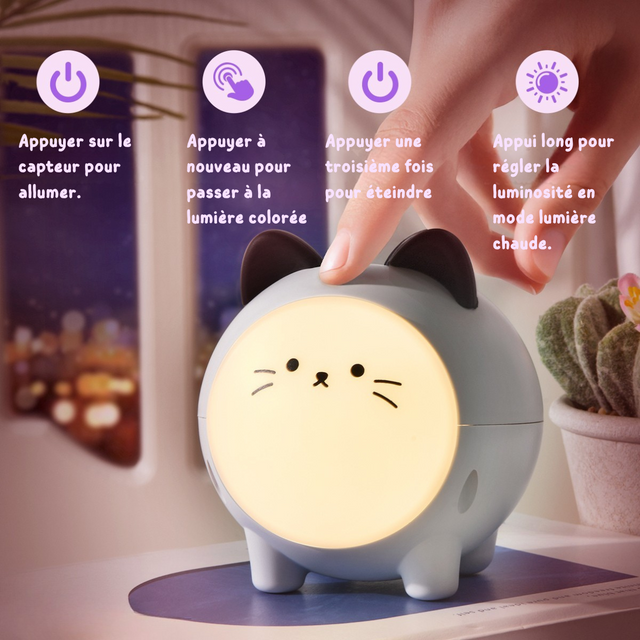 Kumo le Chat Zen - Veilleuse Enfant Rechargeable