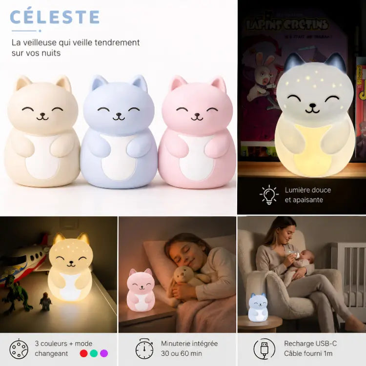 Céleste — Luminaire d'ambiance rechargeable en silicone. Nuiibi