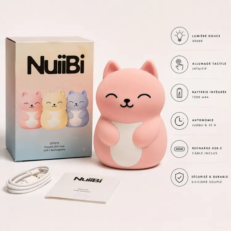 Céleste — Luminaire d'ambiance rechargeable en silicone. Nuiibi
