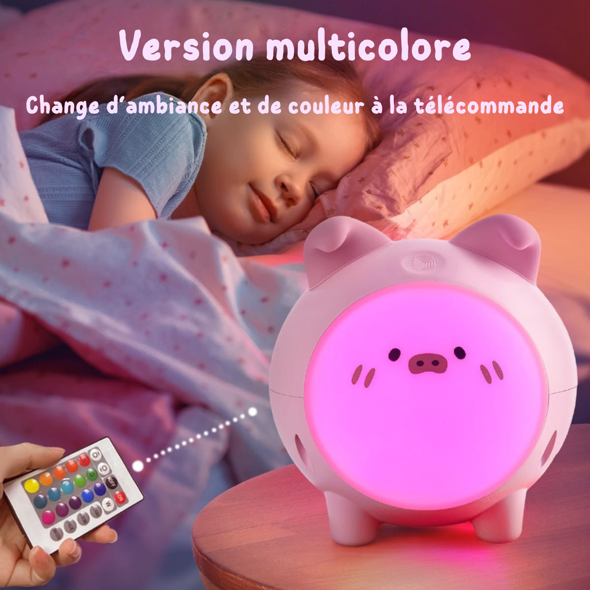 Pinki le Cochon Câlin - Veilleuse enfant Rechargeable