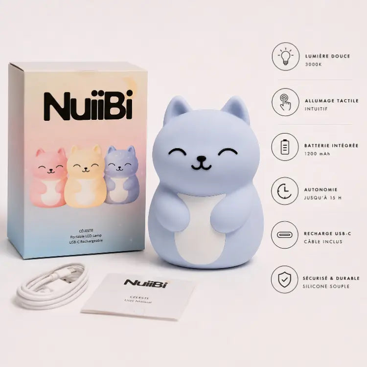 Céleste — Luminaire d'ambiance rechargeable en silicone. Nuiibi