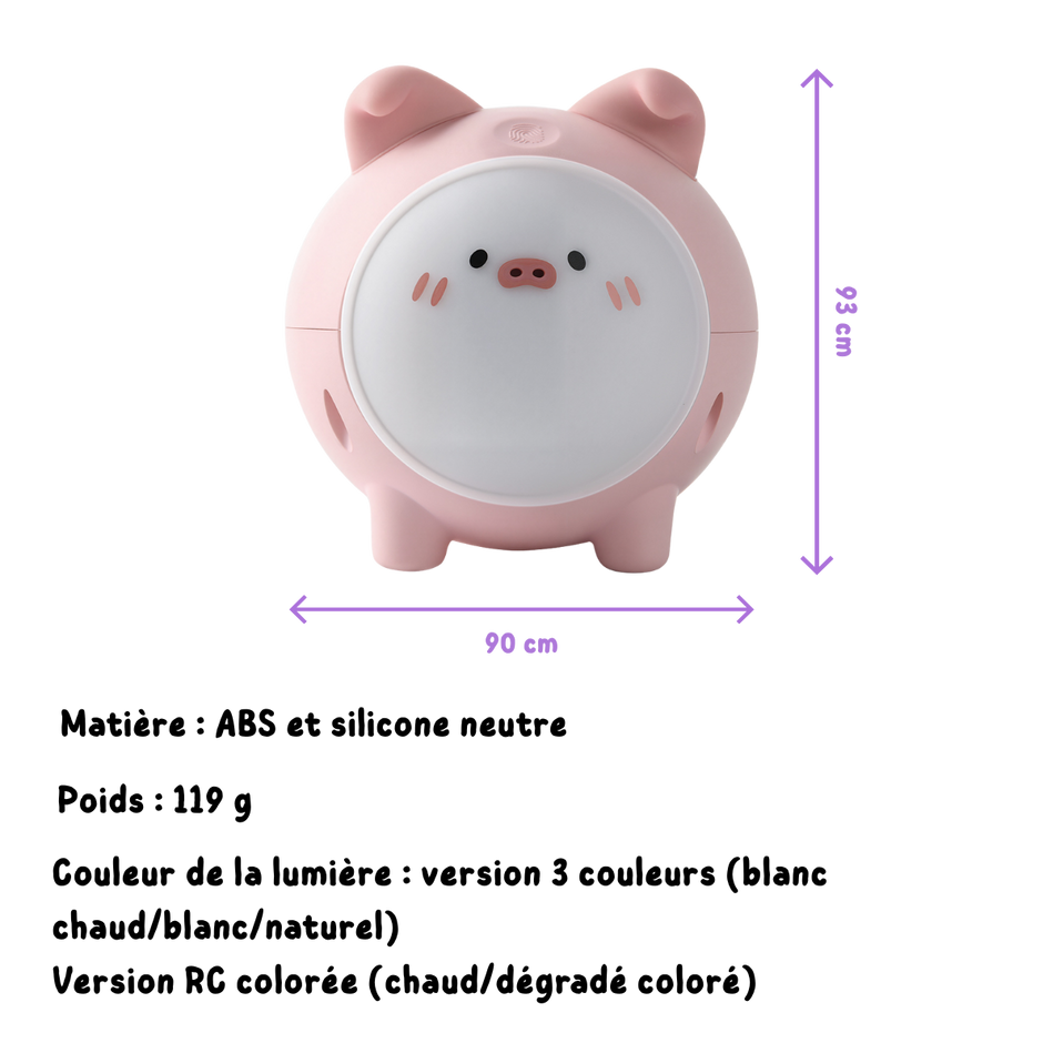 Pinki le Cochon Câlin - Veilleuse enfant Rechargeable