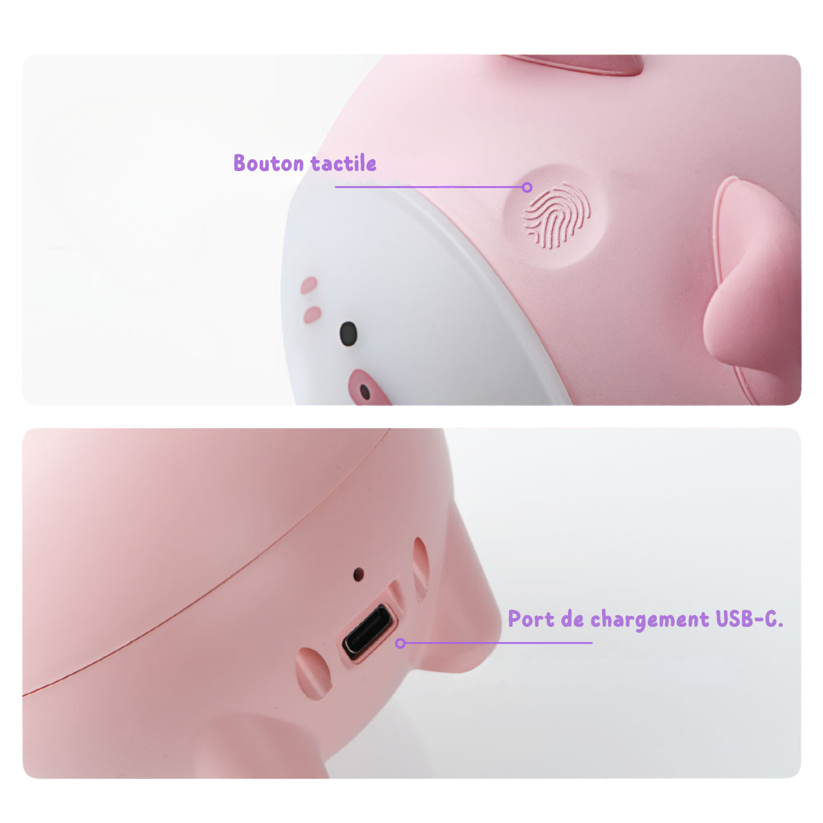 Pinki le Cochon Câlin - Veilleuse enfant Rechargeable