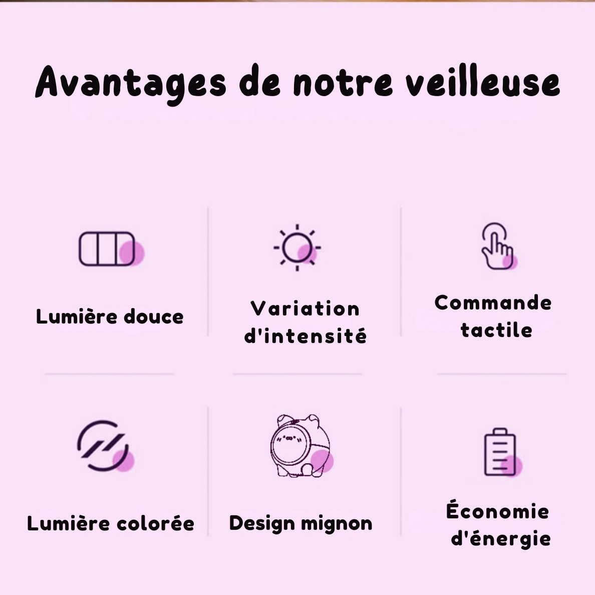 Pinki le Cochon Câlin - Veilleuse enfant Rechargeable